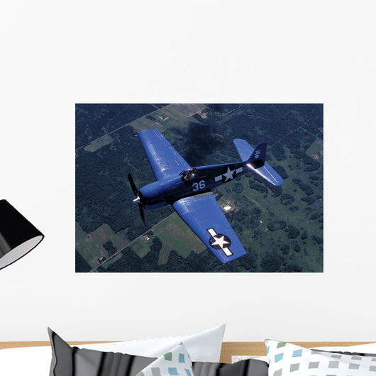 F6f Hellcat Flying over Fields Wall Decal
