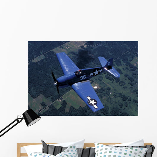 F6f Hellcat Flying over Fields Wall Decal
