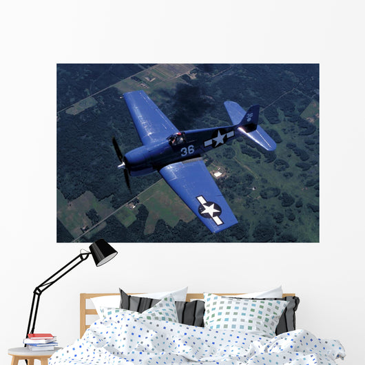 F6f Hellcat Flying over Fields Wall Decal