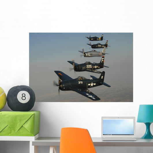 Formation Grumman F8f Bearcats Line-up Wall Decal