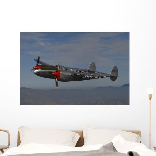 P-38 Lightning Flying Left Side Wall Decal