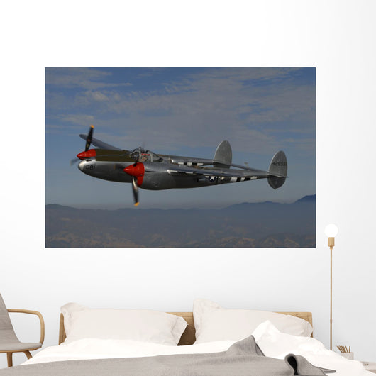 P-38 Lightning Flying Left Side Wall Decal