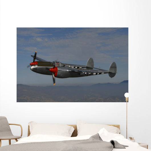 P-38 Lightning Flying Left Side Wall Decal