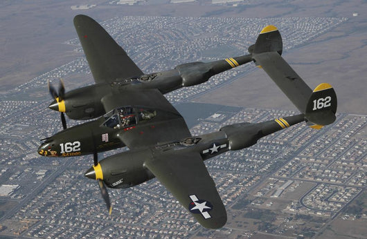 P-38 Lightning Flying over City Wall Decal