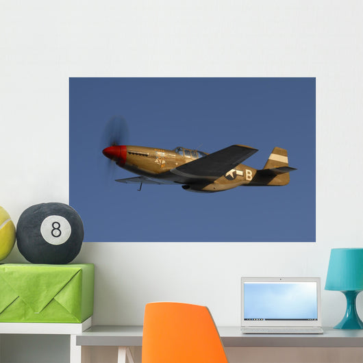 P-51c Mustang Flying Underneath Wall Decal