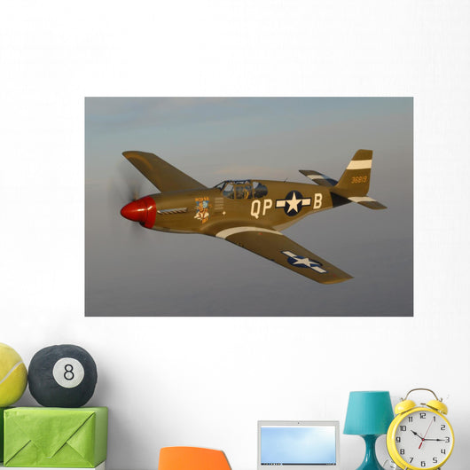 P-51c Mustang Flying Left Profile Wall Decal