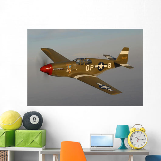 P-51c Mustang Flying Left Profile Wall Decal