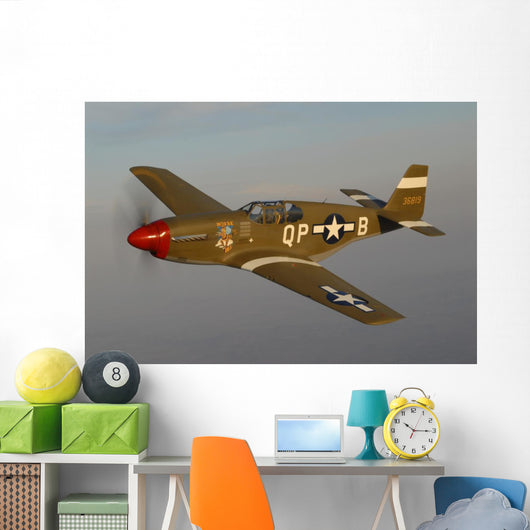 P-51c Mustang Flying Left Profile Wall Decal