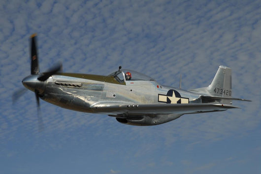 P-51d Mustang Flying against Clouds Wall Decal