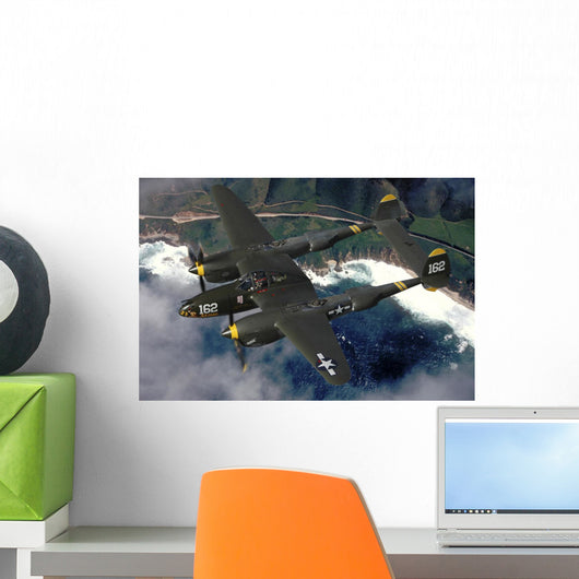 P-38 Lightning Flying over Ocean Wall Decal