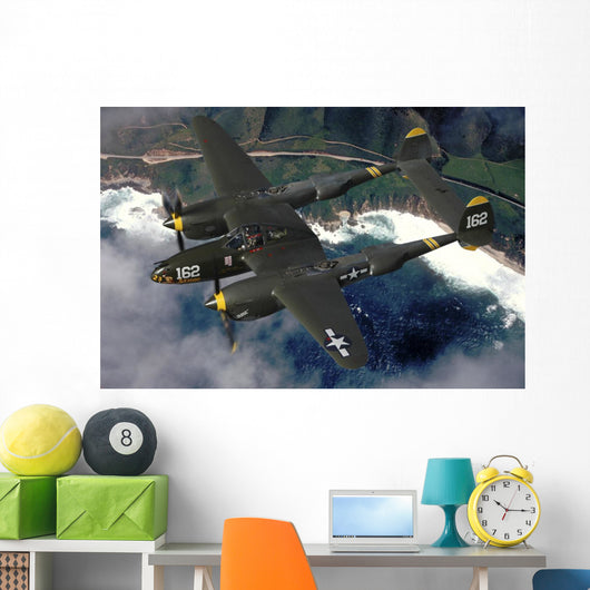 P-38 Lightning Flying over Ocean Wall Decal