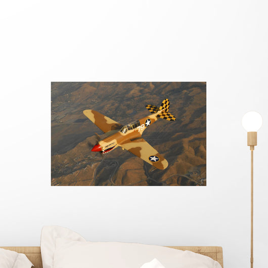 P-40 Warhawk Flying over Mountains Wall Decal