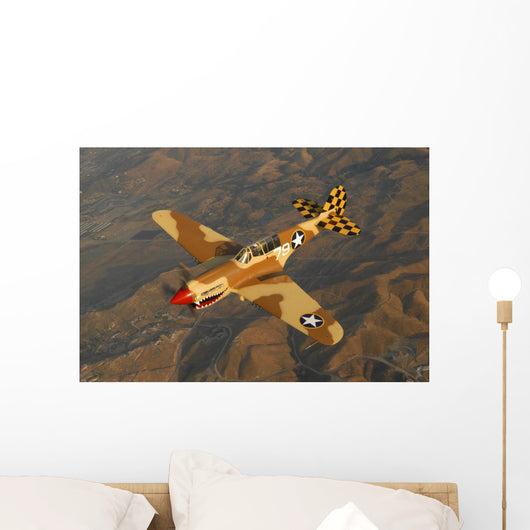 P-40 Warhawk Flying over Mountains Wall Decal