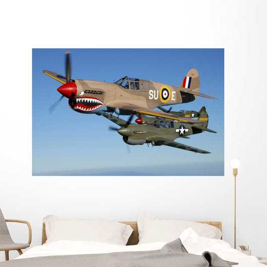 P-40 Warhawks Flying Sky Wall Decal