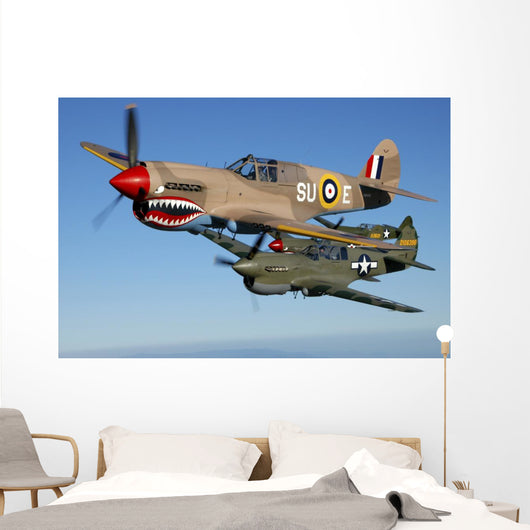 P-40 Warhawks Flying Sky Wall Decal