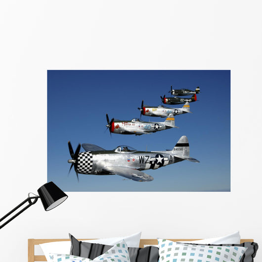 Formation P-47 Thunderbolts Flying Line-up Wall Decal