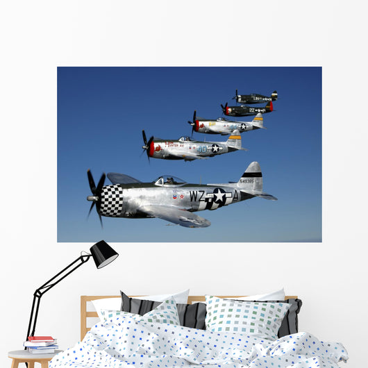Formation P-47 Thunderbolts Flying Line-up Wall Decal