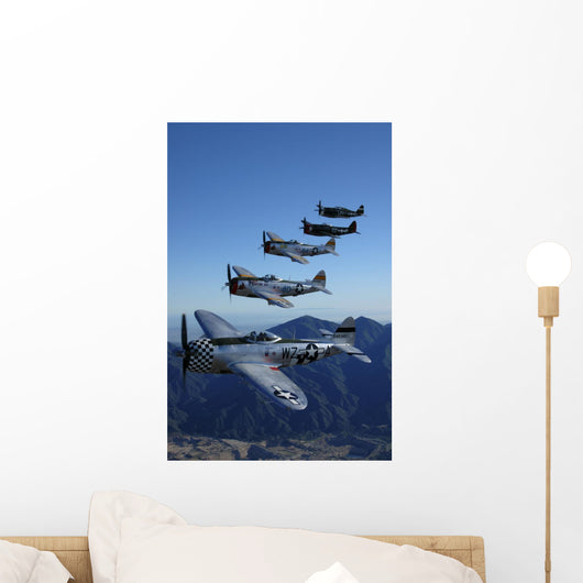 Formation P-47 Thunderbolts Flying Vertical Wall Decal