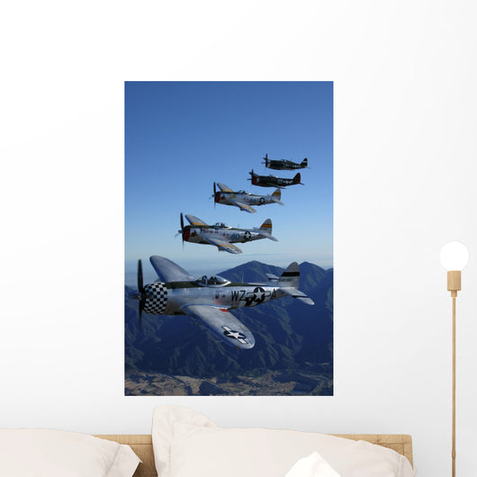 Formation P-47 Thunderbolts Flying Vertical Wall Decal