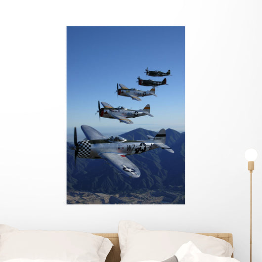Formation P-47 Thunderbolts Flying Vertical Wall Decal