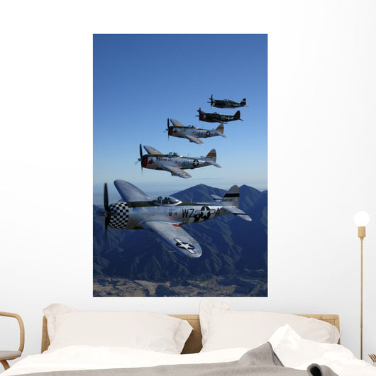 Formation P-47 Thunderbolts Flying Vertical Wall Decal