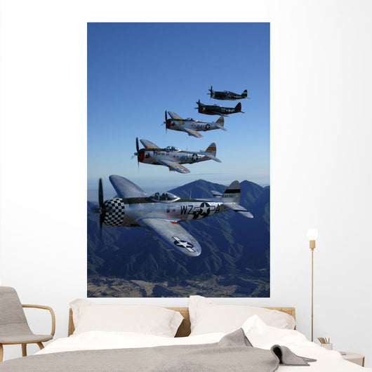 Formation P-47 Thunderbolts Flying Vertical Wall Decal