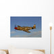 P-51c Mustang Flying against Clouds Wall Decal