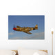 P-51c Mustang Flying against Clouds Wall Decal