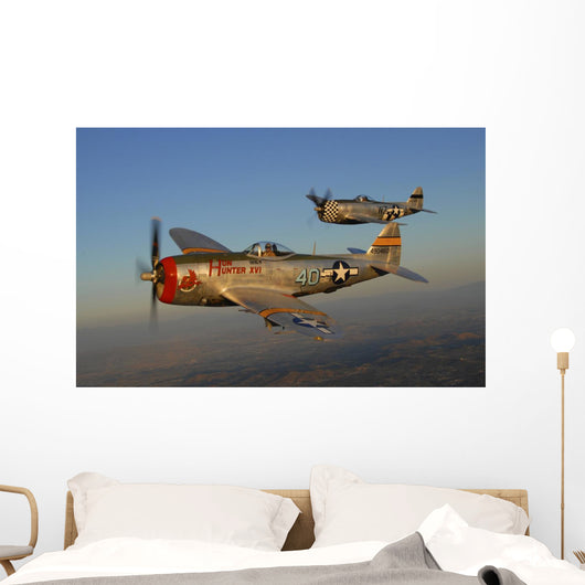 P-47 Thunderbolts Flying Pair Wall Decal
