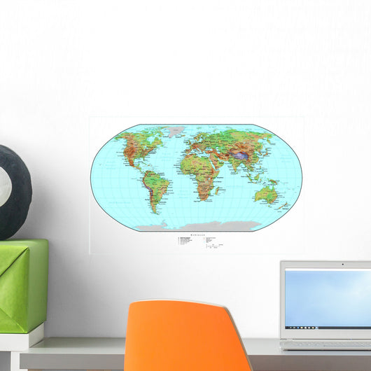 Educational Terrain World Map Wall Decal