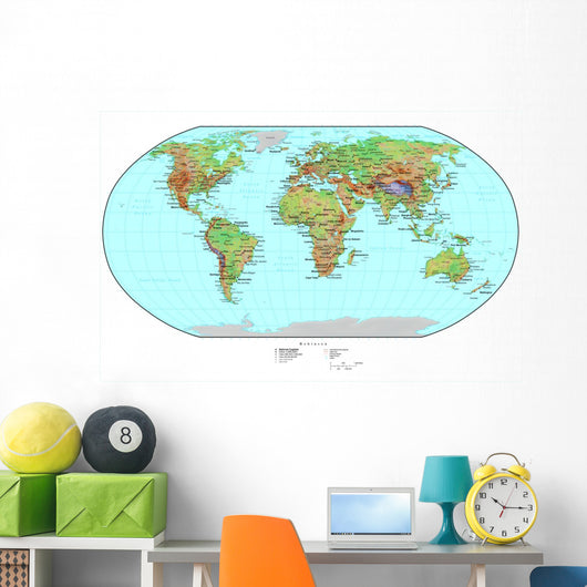 Educational Terrain World Map Wall Decal