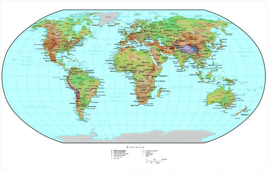 Educational Terrain World Map Wall Decal