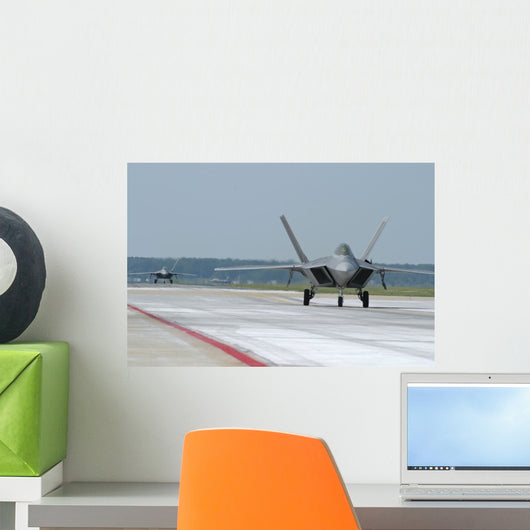Us Air Force F-22a on Tarmac Wall Decal
