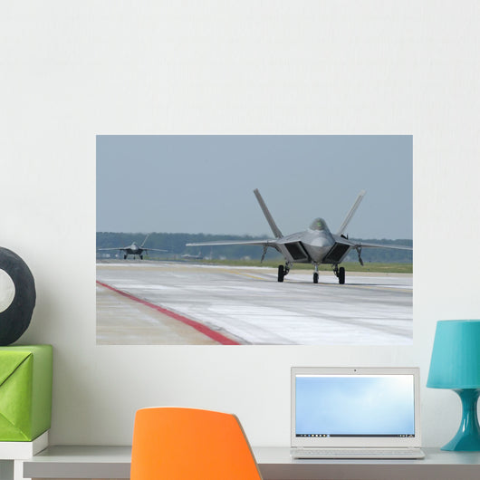 Us Air Force F-22a on Tarmac Wall Decal
