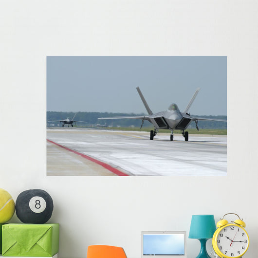 Us Air Force F-22a on Tarmac Wall Decal