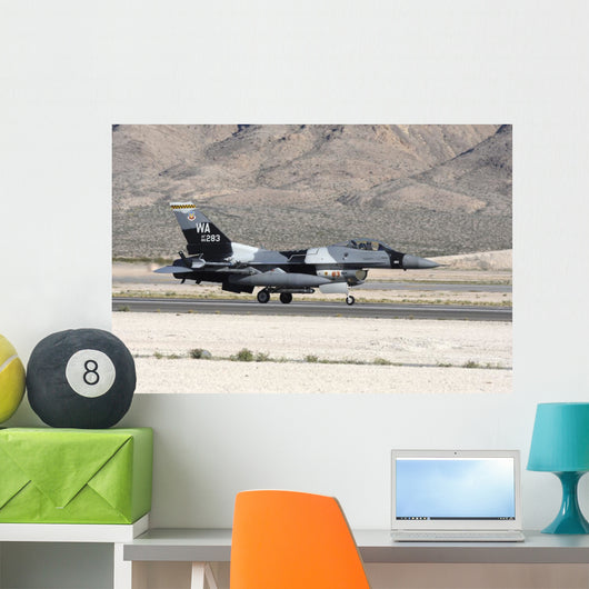 Black F-16c Aggressor Jet Landing Wall Decal