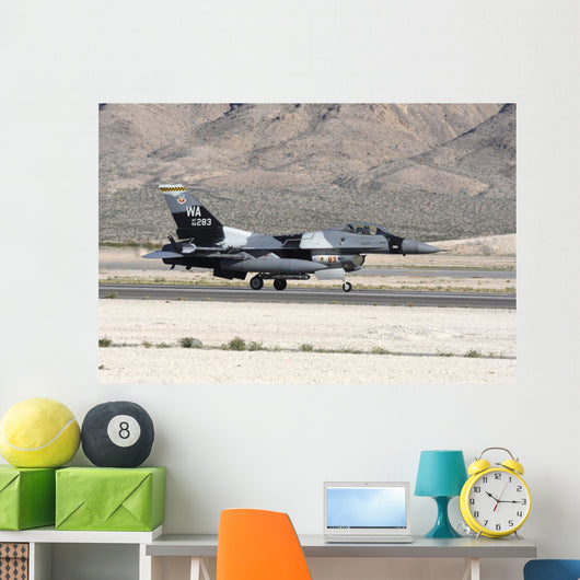 Black F-16c Aggressor Jet Landing Wall Decal