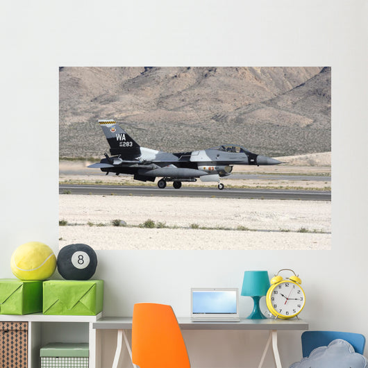Black F-16c Aggressor Jet Landing Wall Decal