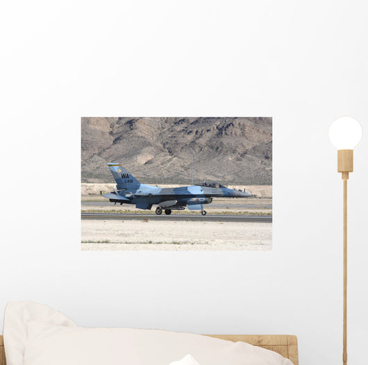Blue F-16c Aggressor Jet Landing Wall Decal