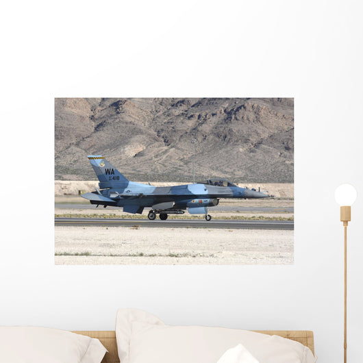 Blue F-16c Aggressor Jet Landing Wall Decal