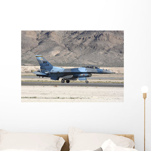 Blue F-16c Aggressor Jet Landing Wall Decal