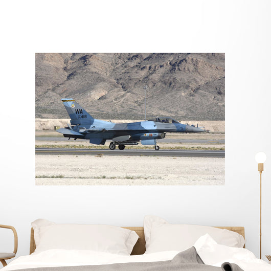 Blue F-16c Aggressor Jet Landing Wall Decal