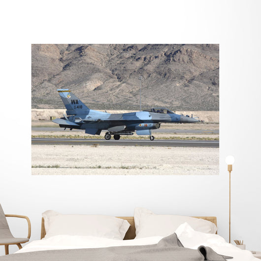 Blue F-16c Aggressor Jet Landing Wall Decal