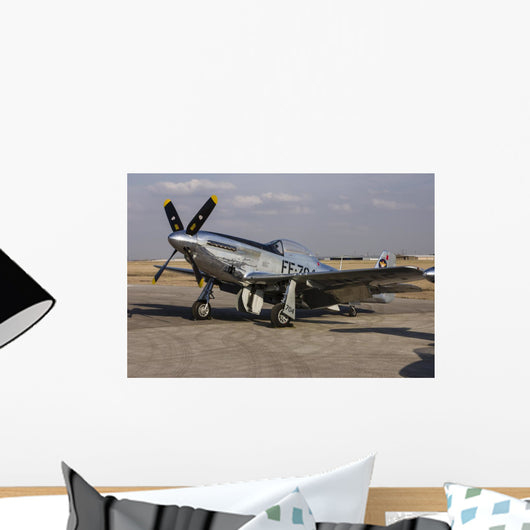 P-51 Mustang Parked Ramp Left Profile Wall Decal