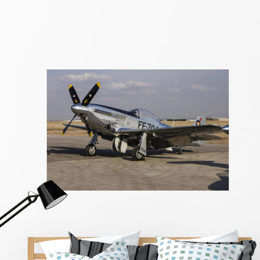 P-51 Mustang Parked Ramp Left Profile Wall Decal