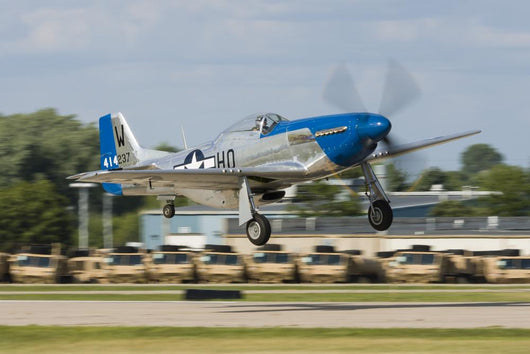 Blue P-51 Mustang Takes off Right Profile Wall Decal