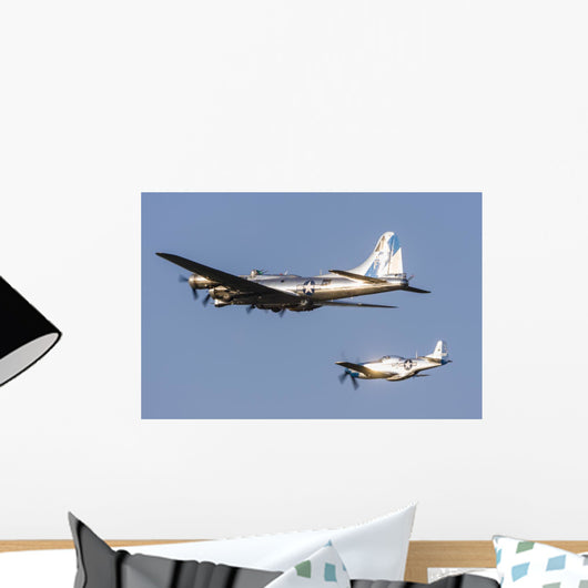 P-51 Mustang Flies alongside Wall Decal