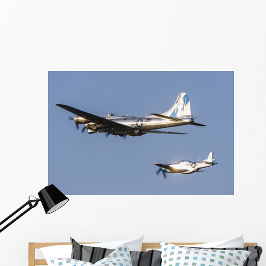 P-51 Mustang Flies alongside Wall Decal