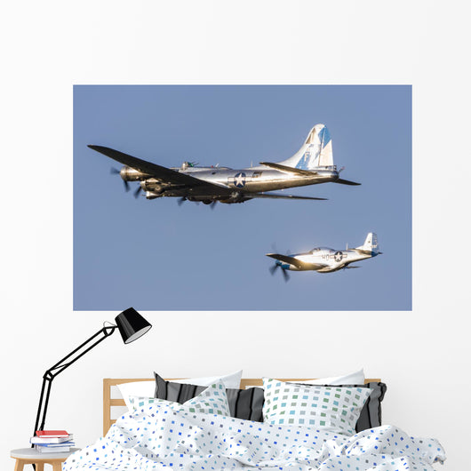 P-51 Mustang Flies alongside Wall Decal