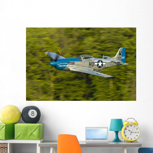 P-51 Mustang Flies in Trees Wall Decal